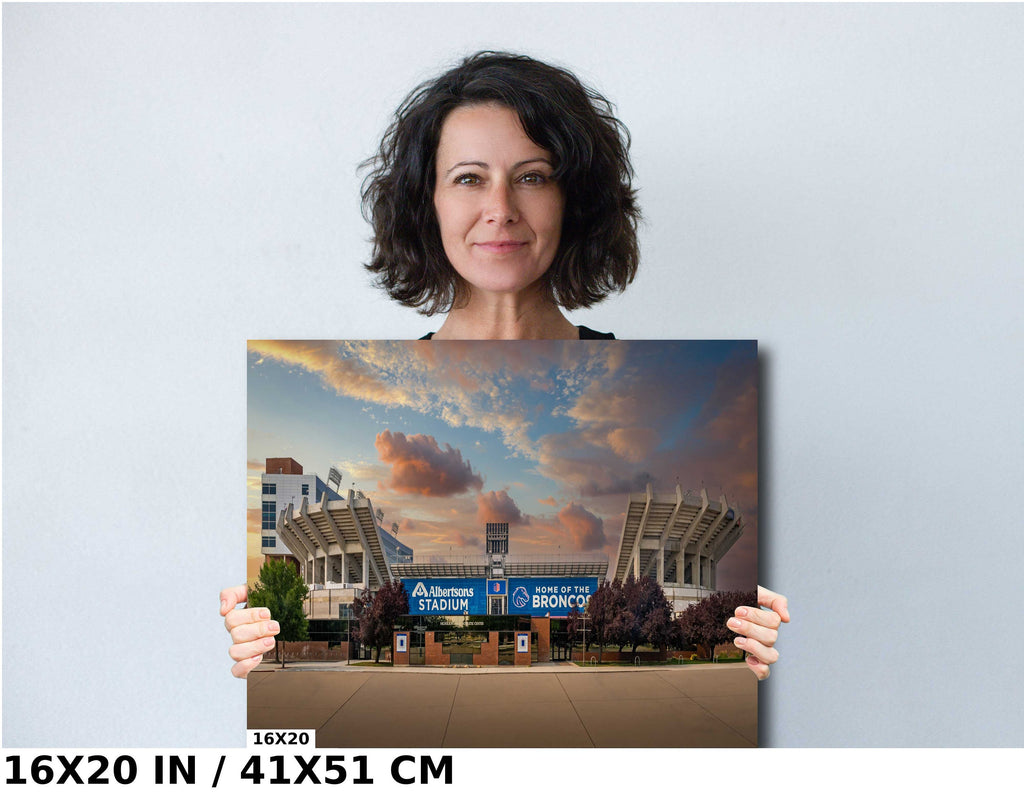 Boise State Broncos Wall Art Print: Albertsons Stadium at Dusk