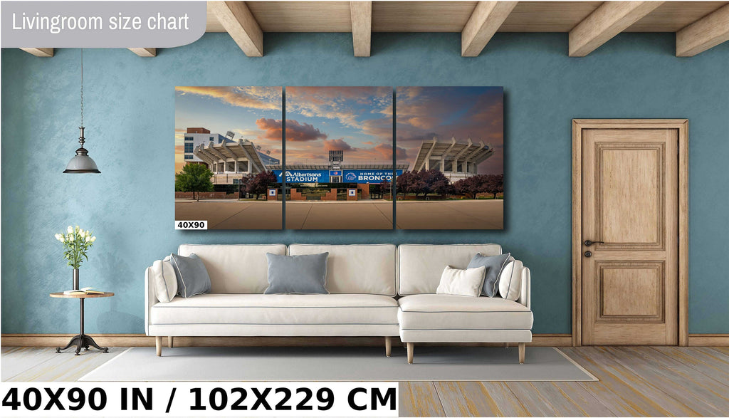 Boise State Broncos Wall Art Print: Albertsons Stadium at Dusk