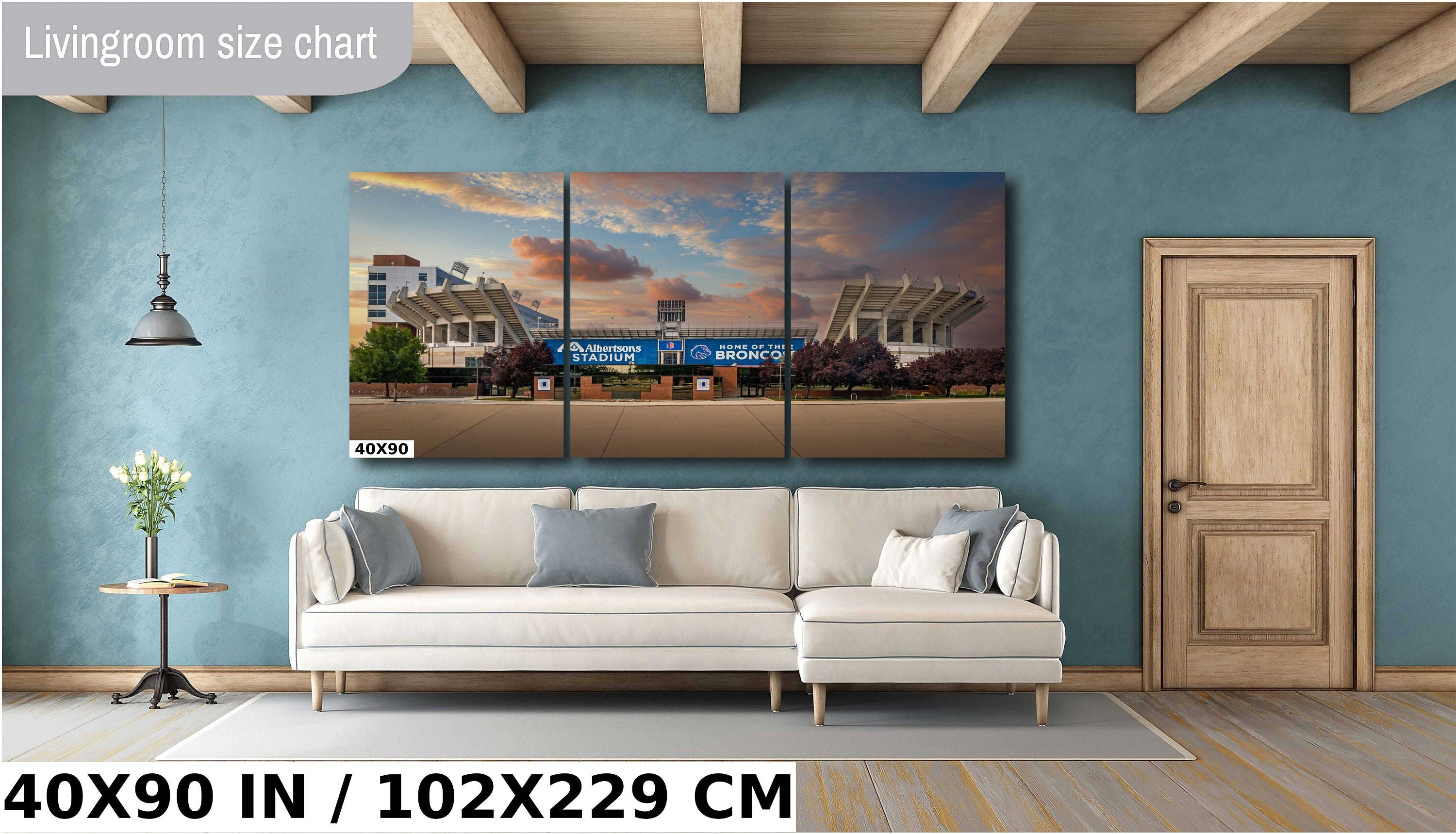 Boise State Broncos Wall Art Print: Albertsons Stadium at Dusk
