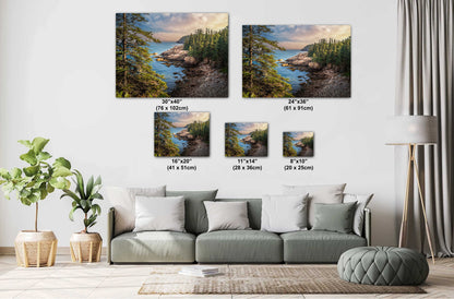 Acadia National Park Wall Art - Green Trees Framing Monument Cove Lake Landscape Photography