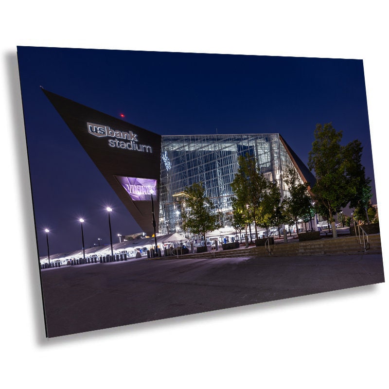 Vikings Night Light – U.S. Bank Stadium Glowing Minneapolis Wall Art Print