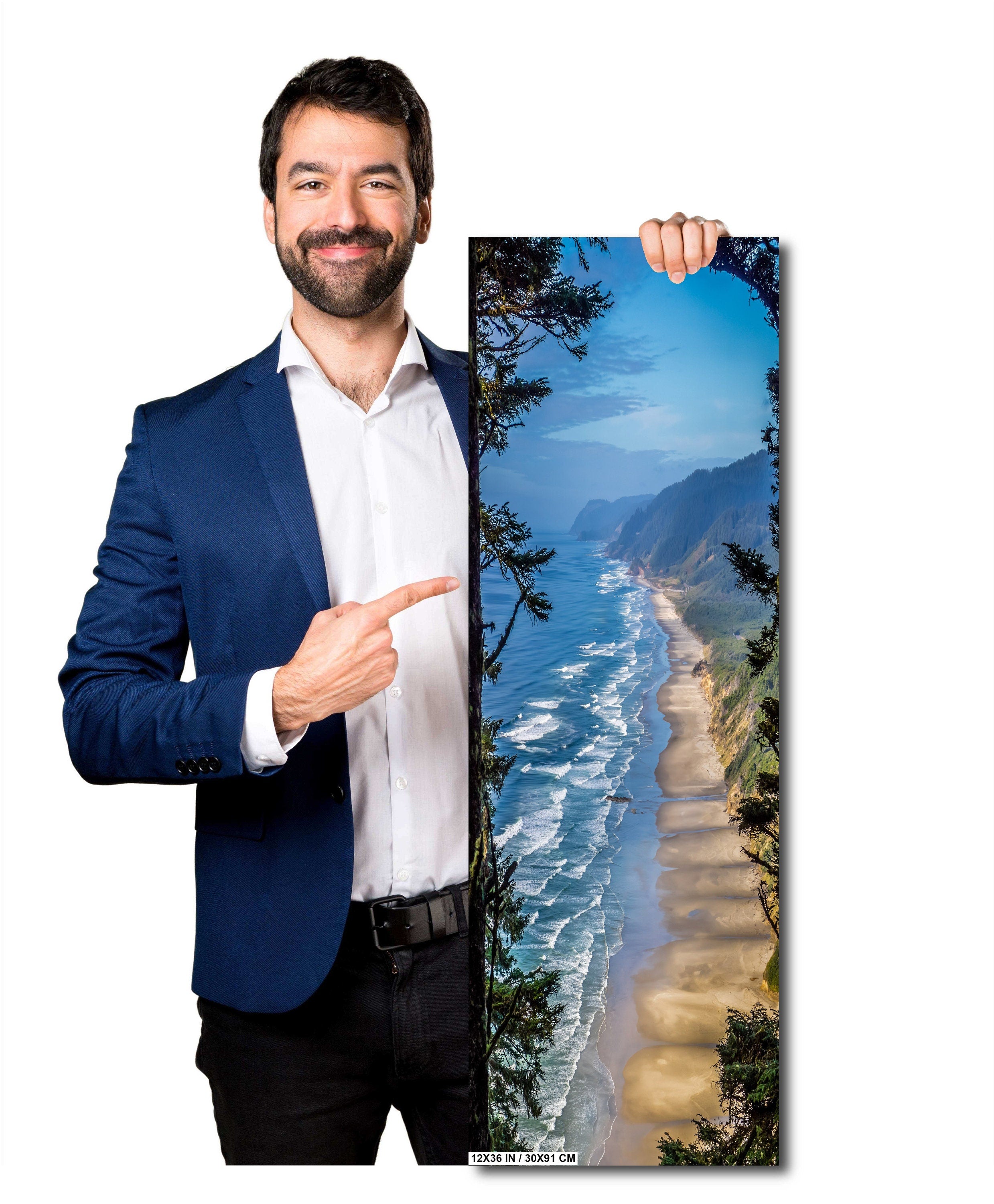 Oregon Shoreline Serenity: Hobbit Beach from Forest Canopy Wall Art Print Florence Photography