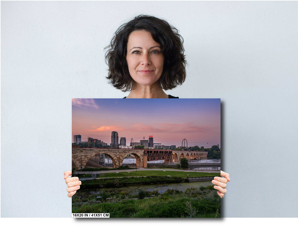 Stone Arch Bridge Minneapolis Sunset: Mill District Photography Wall Art