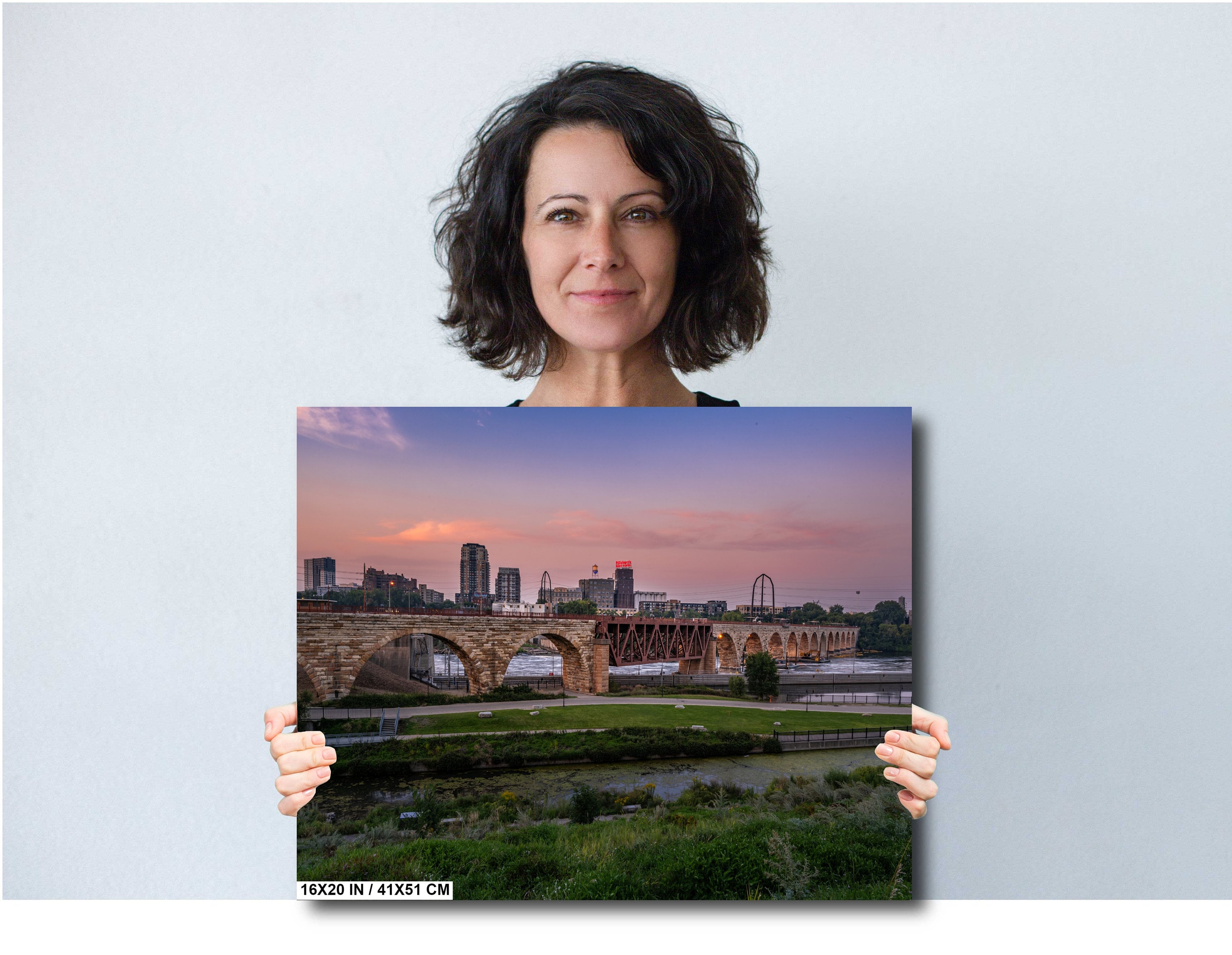 Stone Arch Bridge Minneapolis Sunset: Mill District Photography Wall Art