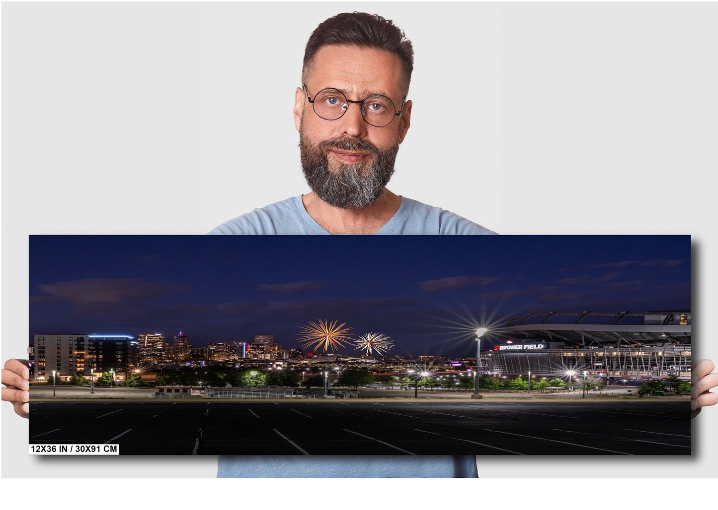 Denver Fireworks Wall Art – Broncos Stadium Decor | Mile High Fireworks Print Canvas
