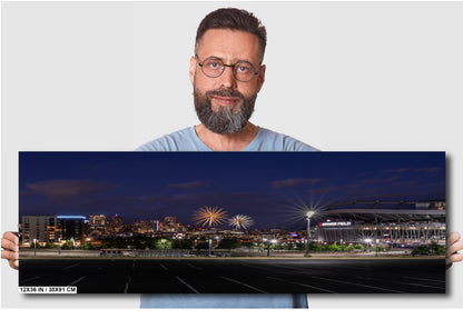 Denver Fireworks Wall Art – Broncos Stadium Decor | Mile High Fireworks Print Canvas