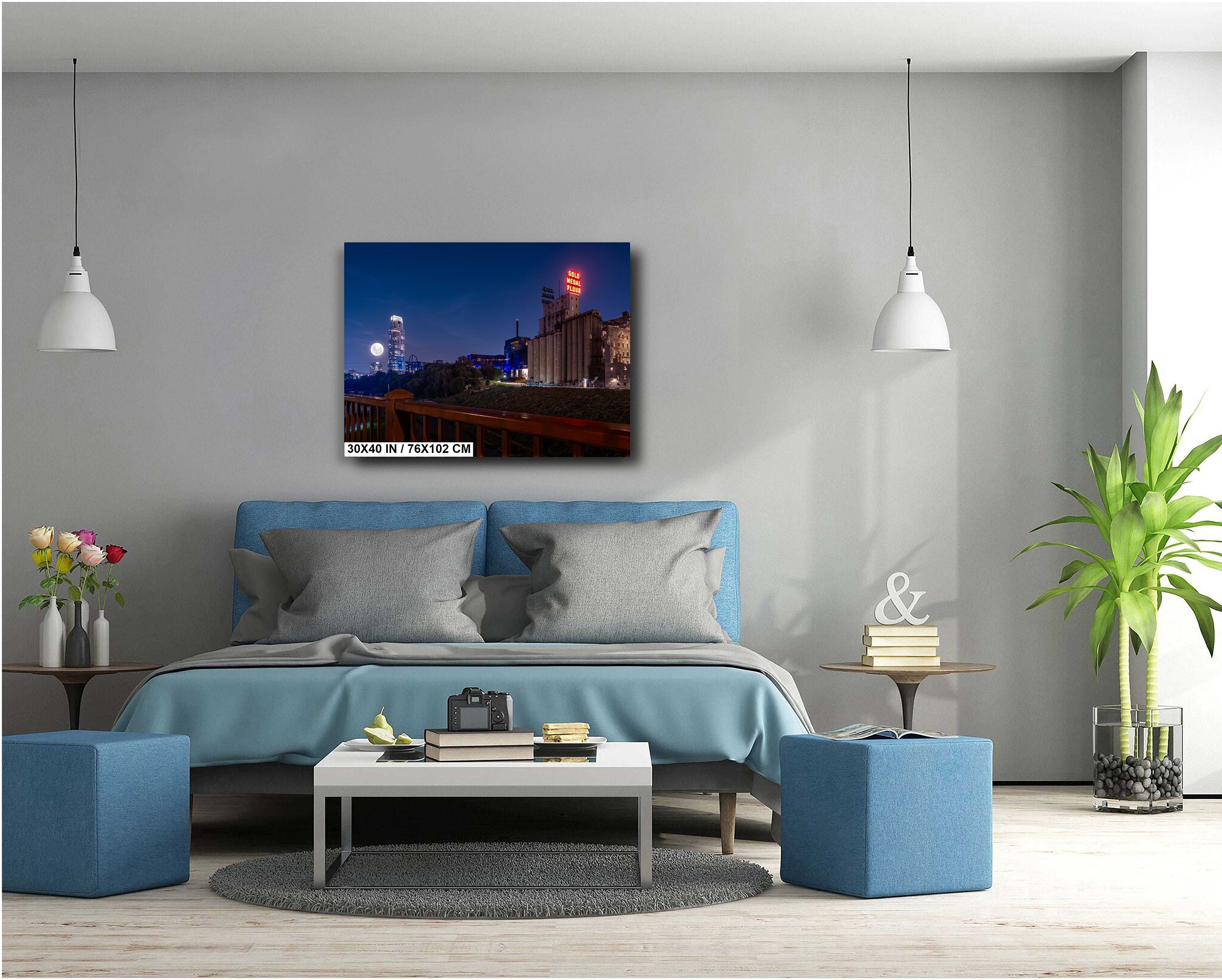 Minneapolis Night Skyline: Gold Medal Flour Mill, Super Moon Photography Wall Art