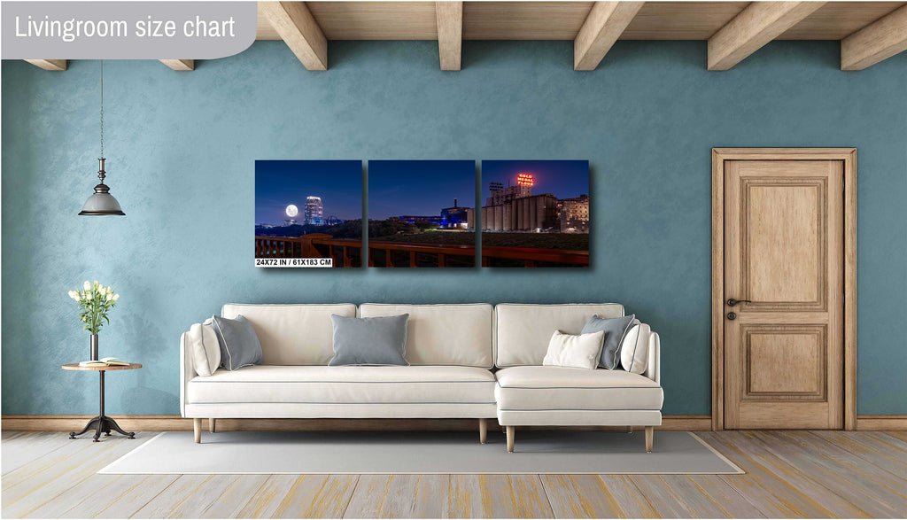 Minneapolis Night Skyline: Gold Medal Flour Mill, Super Moon Photography Wall Art