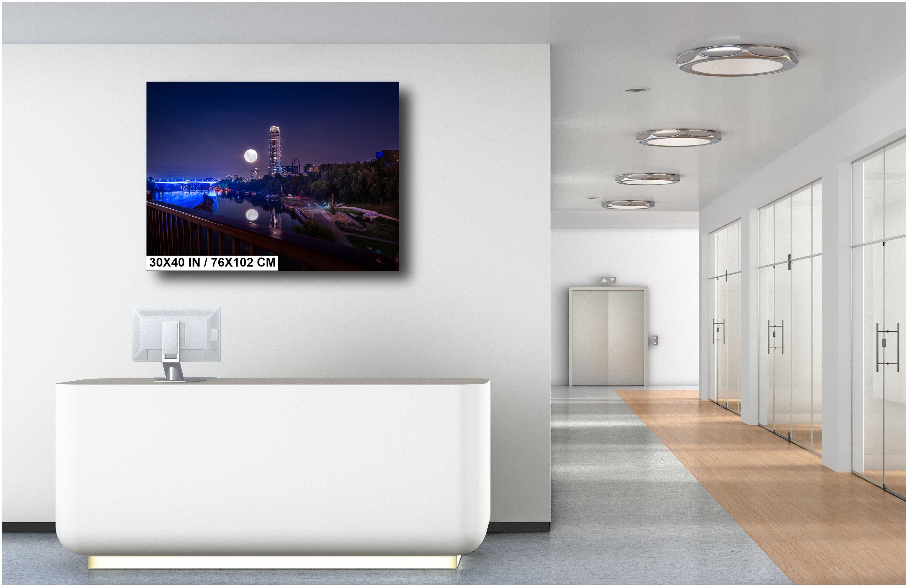 Minneapolis Super Moon: Downtown Minnesota Photography Wall Art