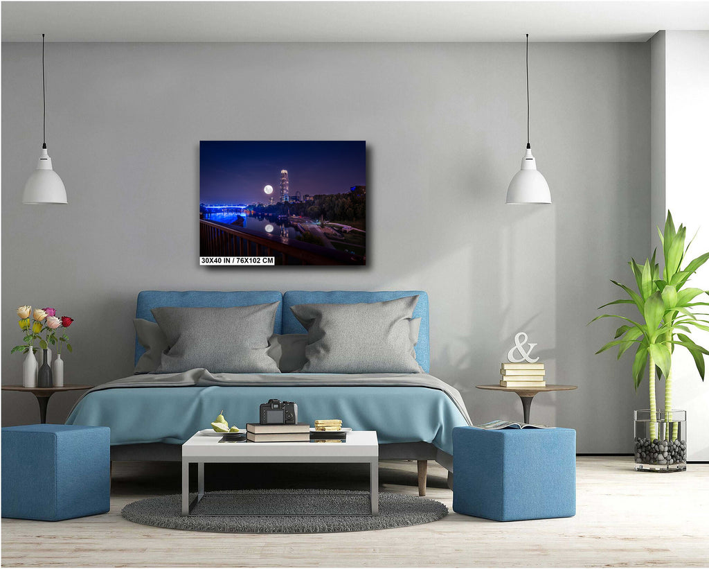 Minneapolis Super Moon: Downtown Minnesota Photography Wall Art