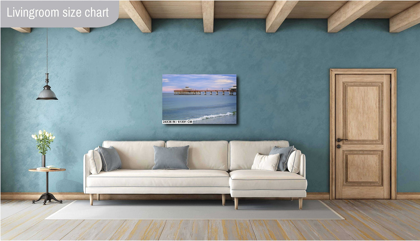 Before The Storm: Old Fishing Pier in Fort Myers Beach, Florida Wall Art Metal Acrylic Print Florida Seascape Home Decor