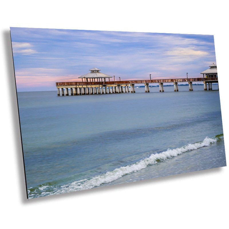 Before The Storm: Old Fishing Pier in Fort Myers Beach, Florida Wall Art Metal Acrylic Print Florida Seascape Home Decor