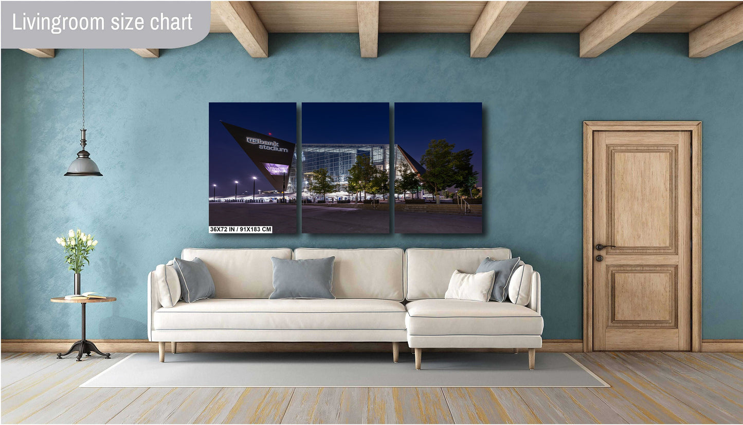 Vikings Night Light – U.S. Bank Stadium Glowing Minneapolis Wall Art Print