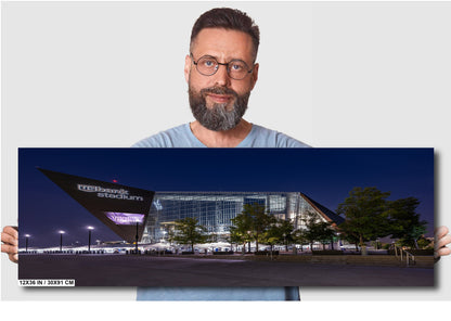 Vikings Night Light – U.S. Bank Stadium Glowing Minneapolis Wall Art Print