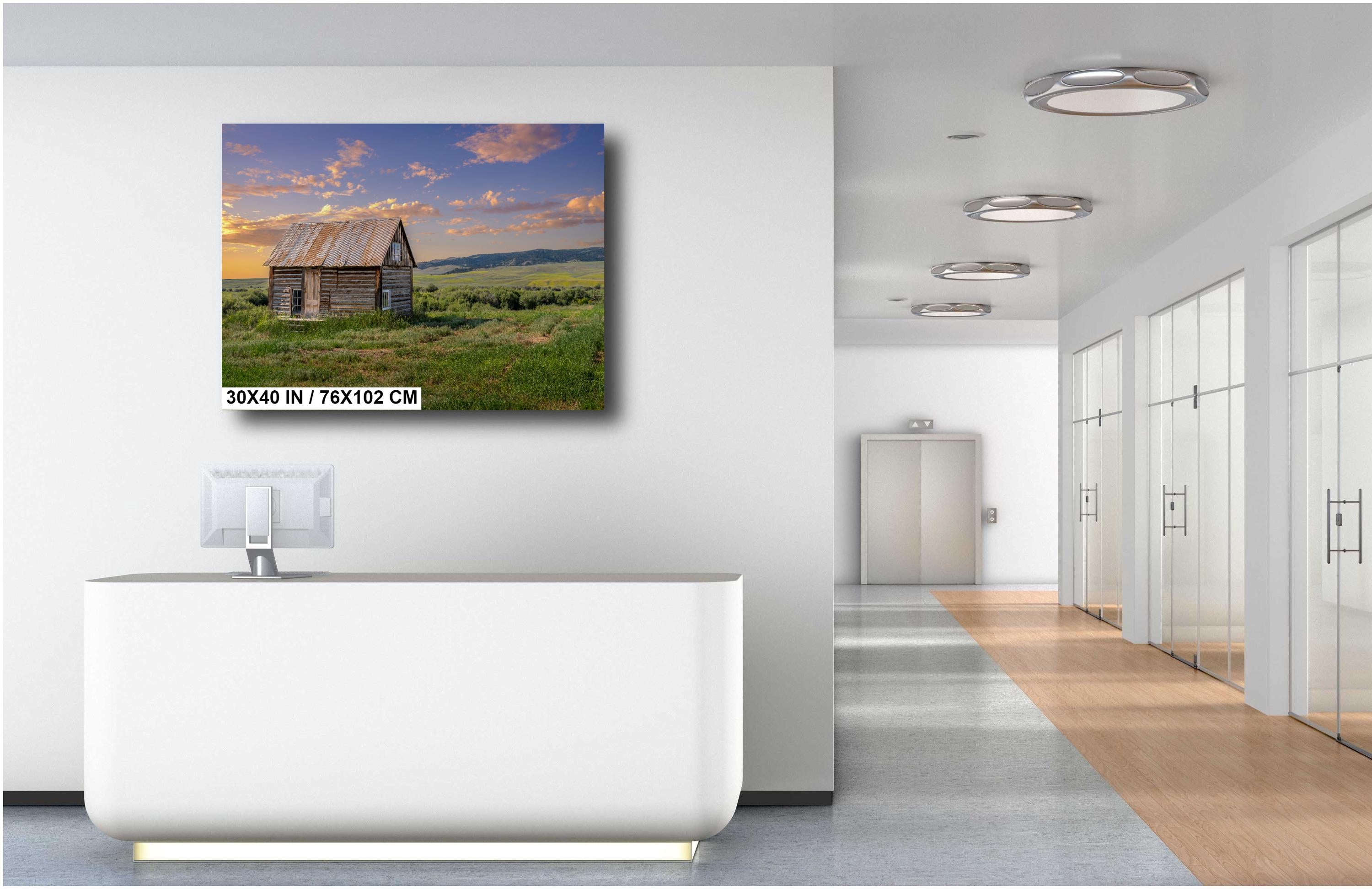 Montana Homestead Print: Rustic Wooden House, White Sulphur Springs Wall Art