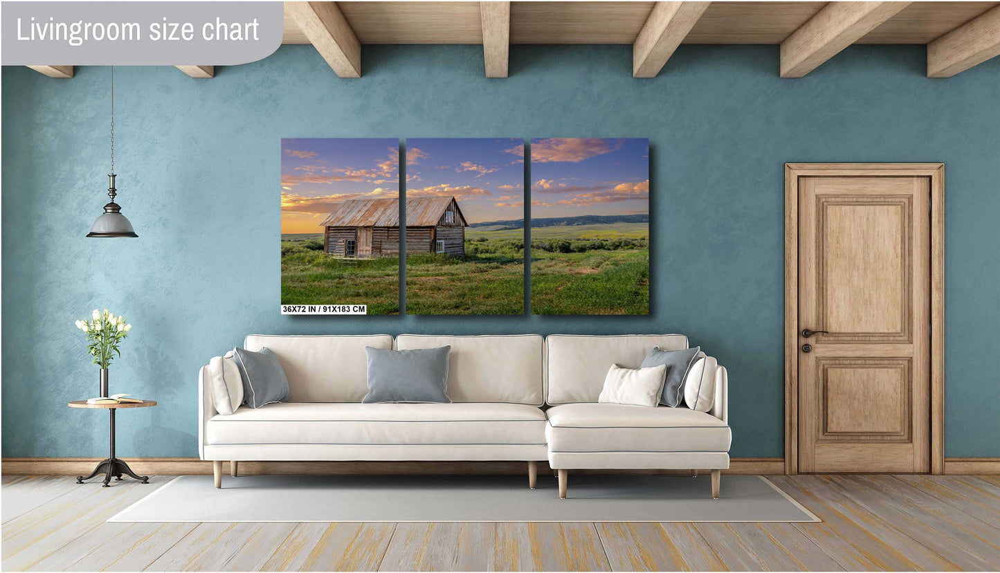 Home on the Range: Old Wooden Homestead House in White Sulphur Springs, Montana Wall Art Metal Canvas Print Home Decor Montana Nature