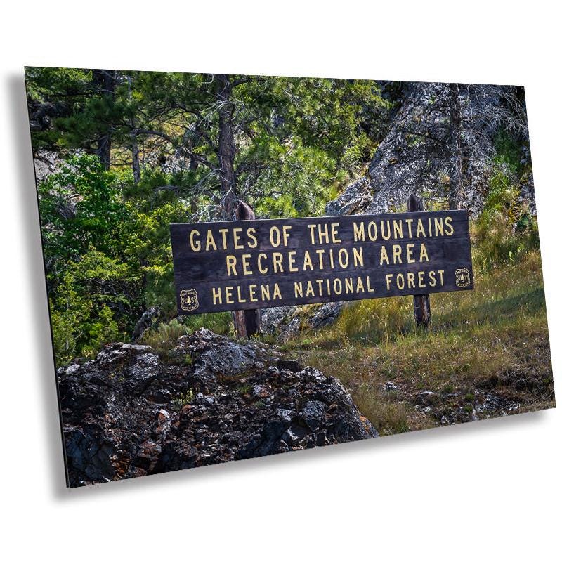 Gates of the Mountains Montana Sign: Helena National Forest Wall Art Print