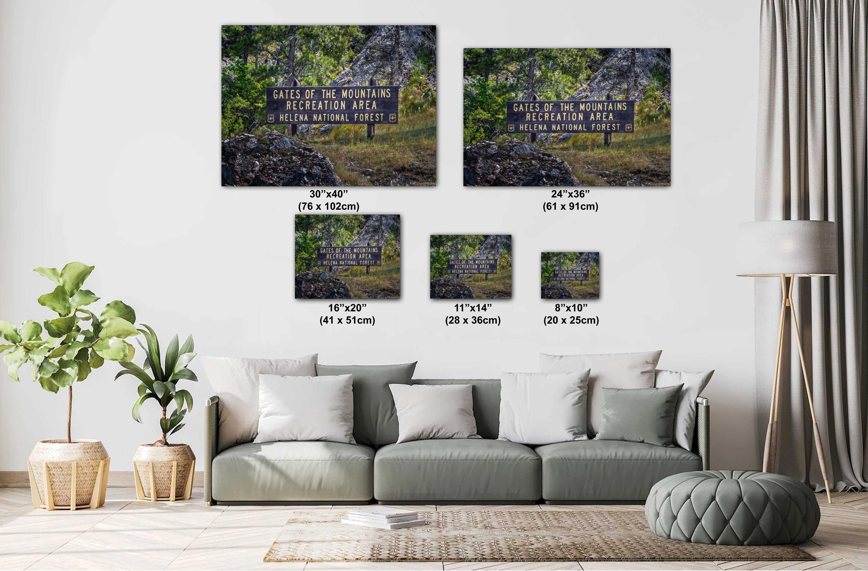 Gates of the Mountains Montana Sign: Helena National Forest Wall Art Print