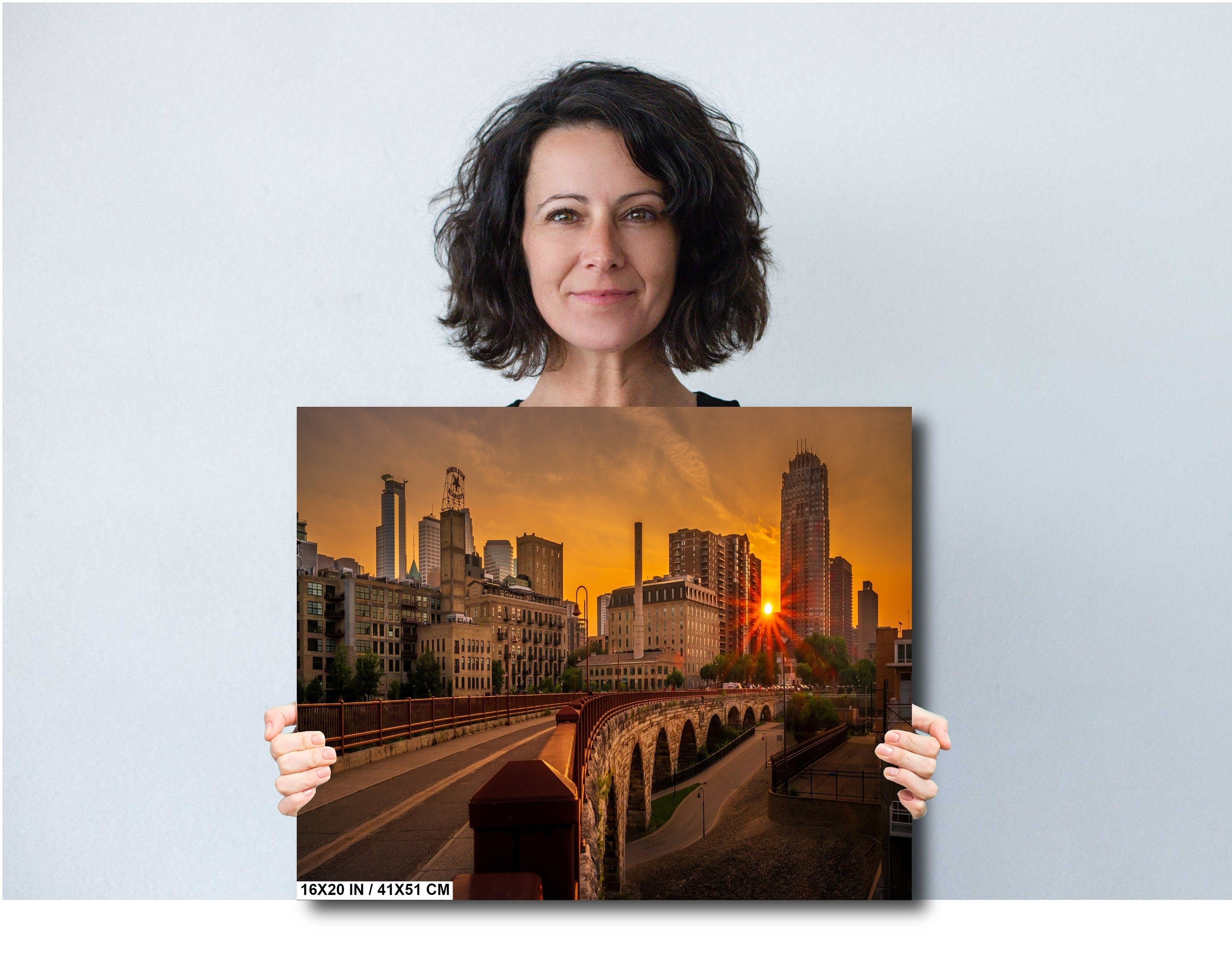 Minneapolis Old Stone Arch Bridge Sunset: Downtown Photography Wall Art