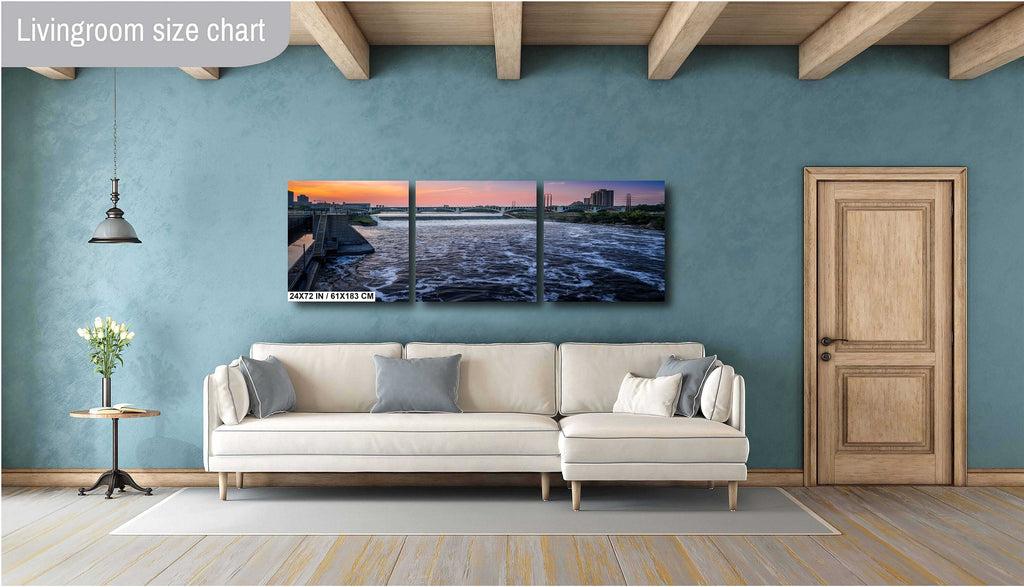 Saint Anthony Falls: Minneapolis Skyline, Mississippi River Photography Wall Art