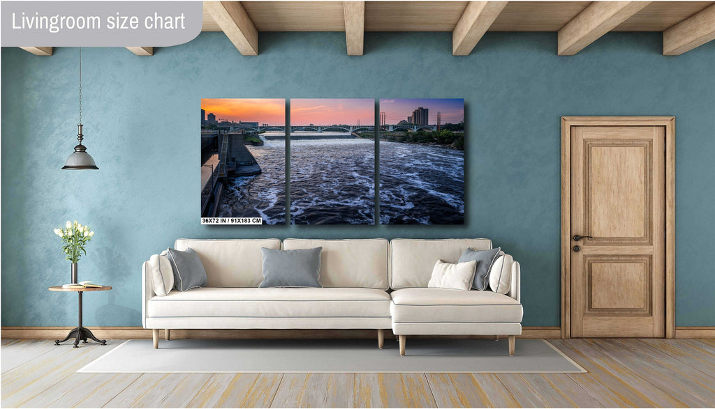 Saint Anthony Falls: Minneapolis Skyline, Mississippi River Photography Wall Art