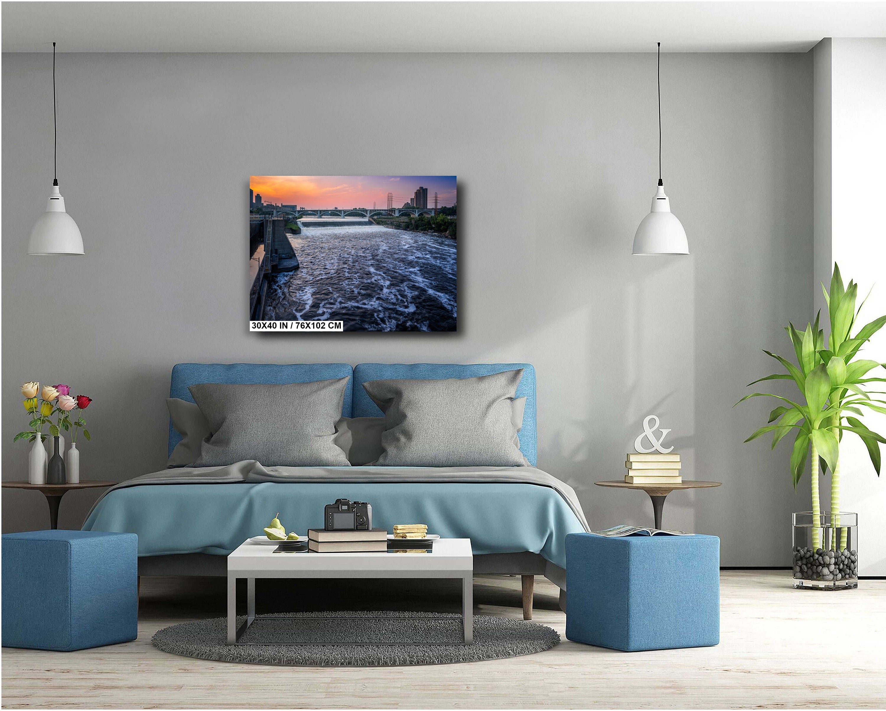 Saint Anthony Falls: Minneapolis Skyline, Mississippi River Photography Wall Art