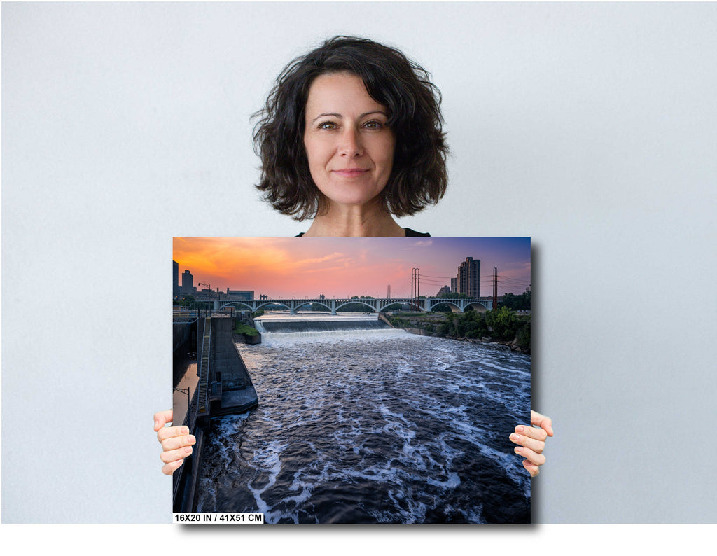 Saint Anthony Falls: Minneapolis Skyline, Mississippi River Photography Wall Art