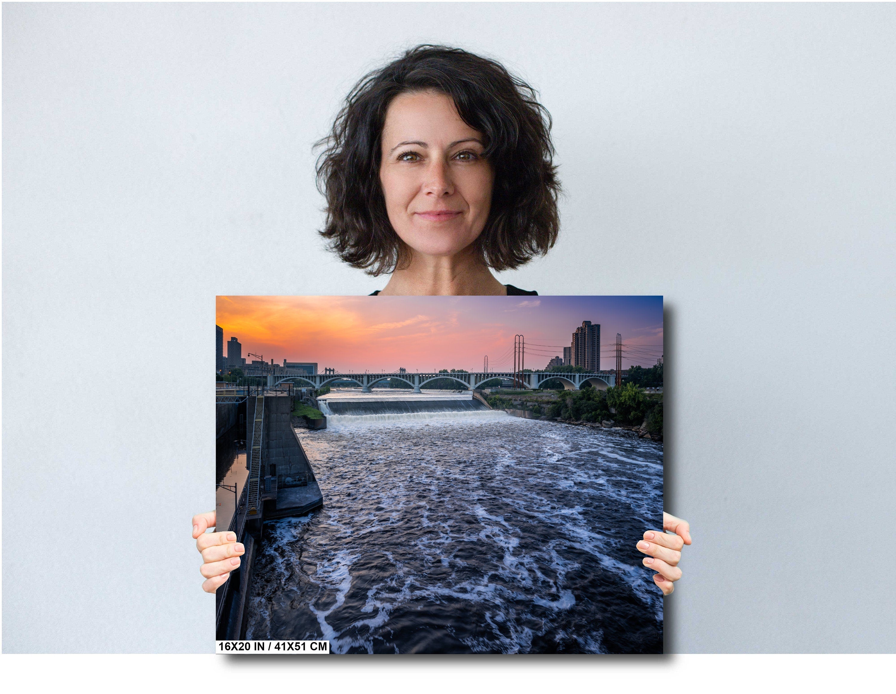 Saint Anthony Falls: Minneapolis Skyline, Mississippi River Photography Wall Art