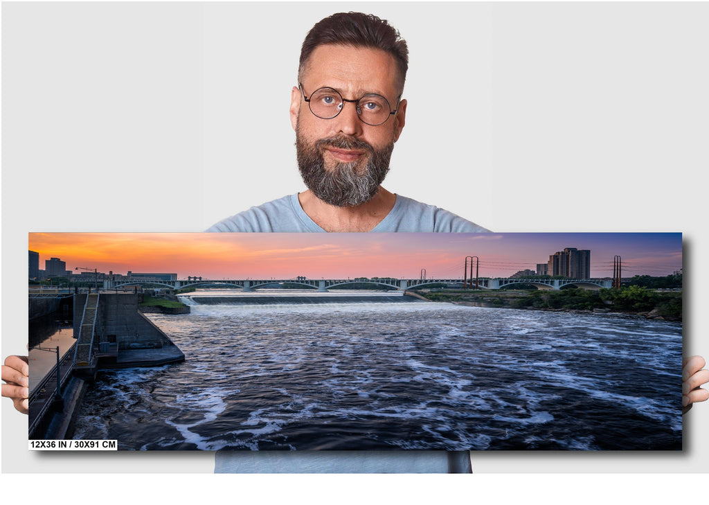 Saint Anthony Falls: Minneapolis Skyline, Mississippi River Photography Wall Art
