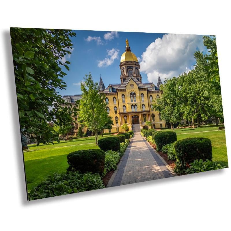 Notre Dame Golden Dome: Garden Pathway, South Bend, Indiana Photography Wall Art