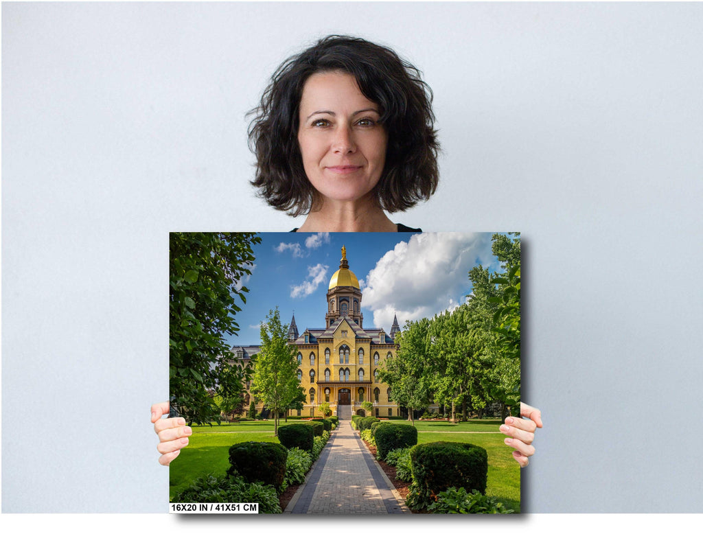 Notre Dame Golden Dome: Garden Pathway, South Bend, Indiana Photography Wall Art