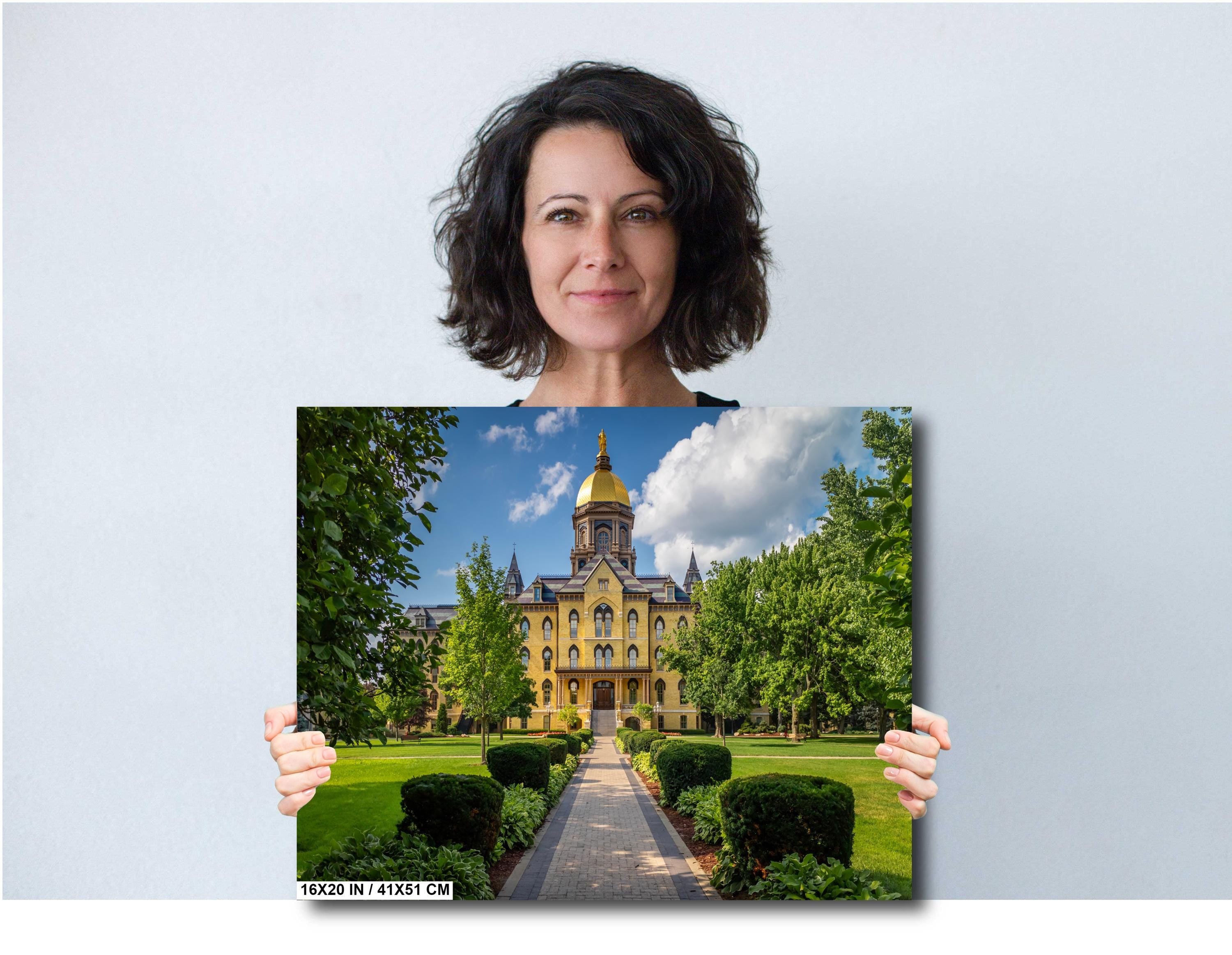 Notre Dame Golden Dome: Garden Pathway, South Bend, Indiana Photography Wall Art
