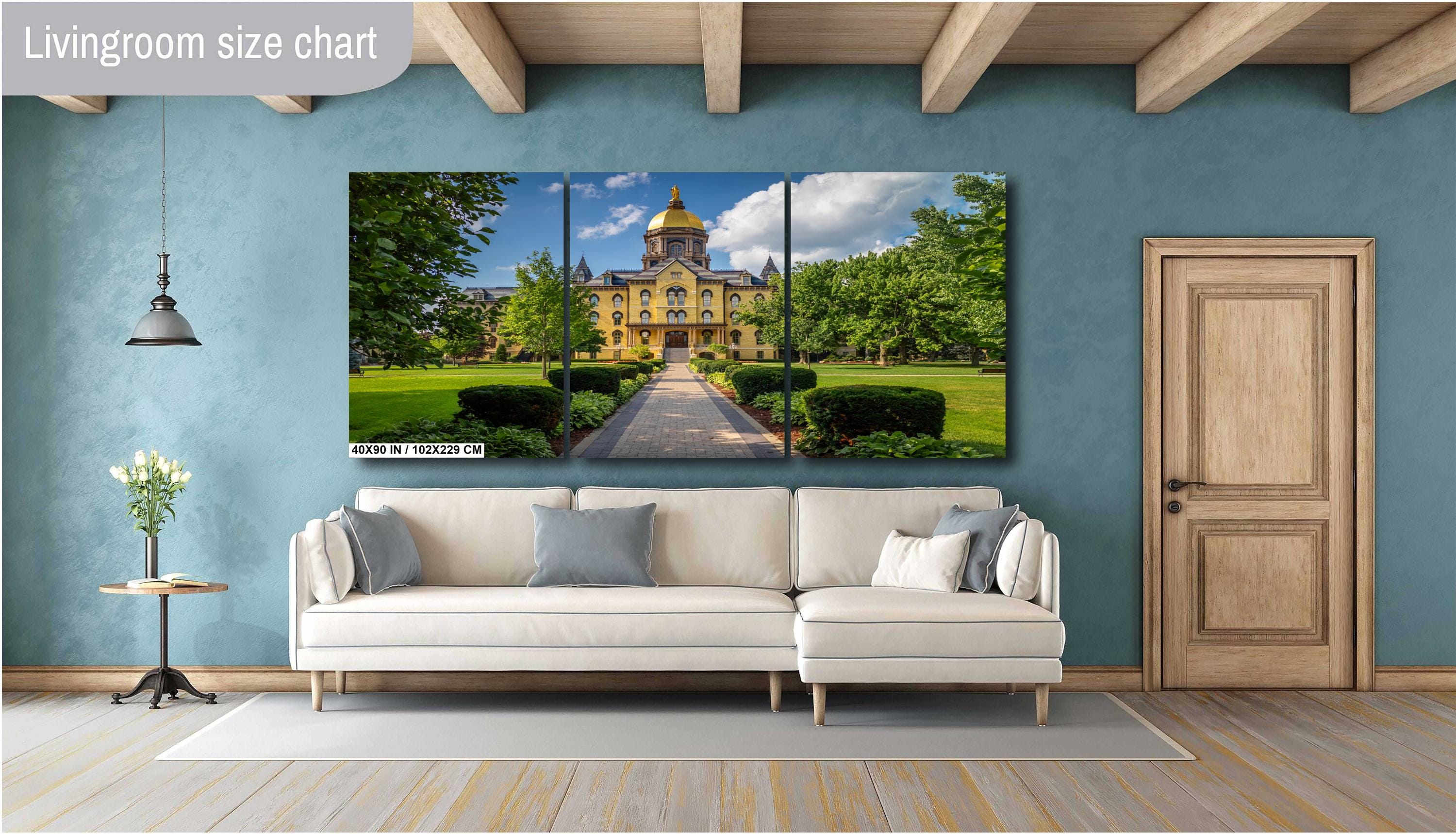 Notre Dame Golden Dome: Garden Pathway, South Bend, Indiana Photography Wall Art