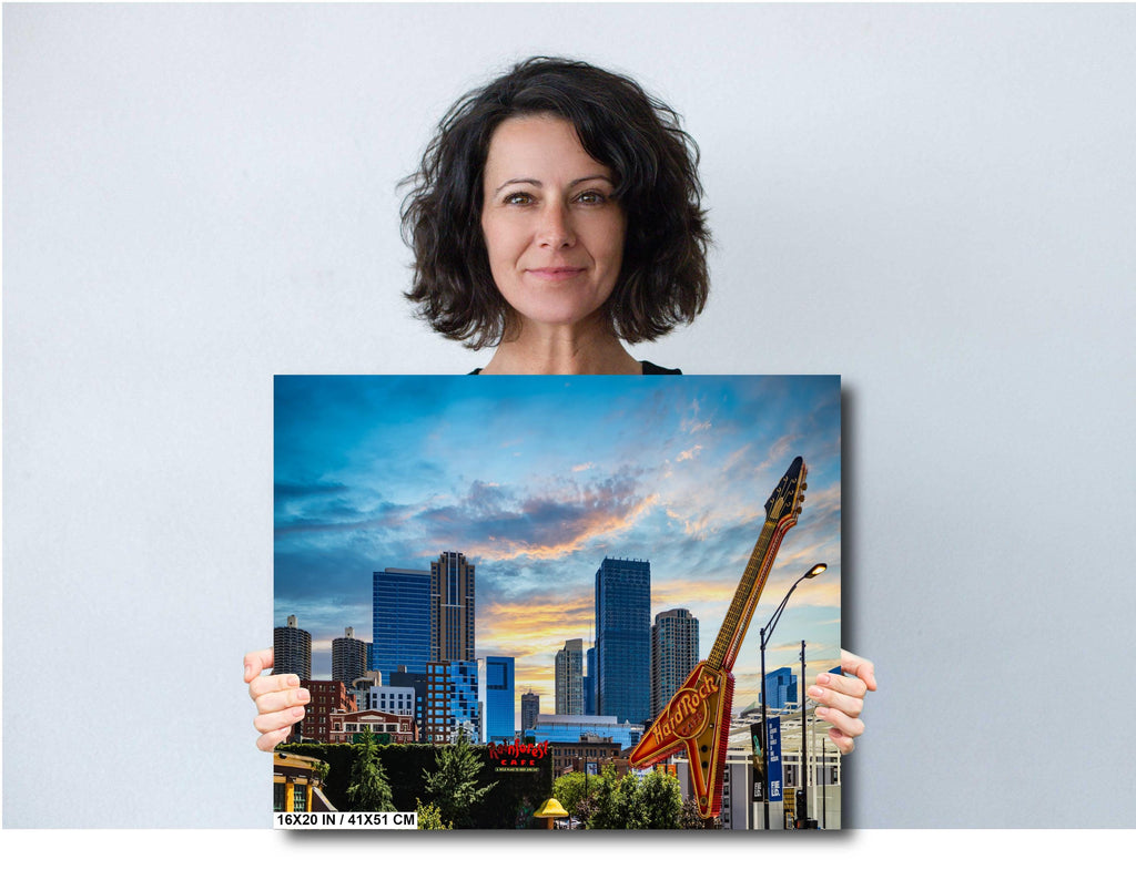 Chicago Hard Rock Cafe Flying V Guitar Illinois Skyline Photography Wall Art