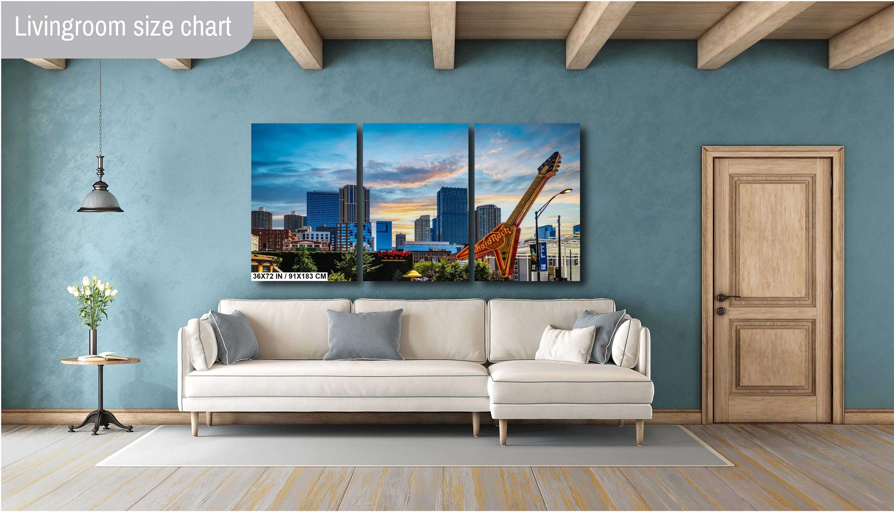 Chicago Hard Rock Cafe Flying V Guitar Illinois Skyline Photography Wall Art