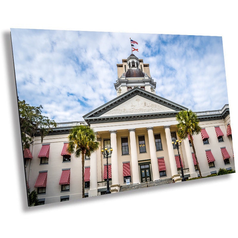 Tallahassee's Beacon: Florida State Capitol in Tallahassee, Florida Wall Art Metal Canvas Print Historic Architecture Home Decor
