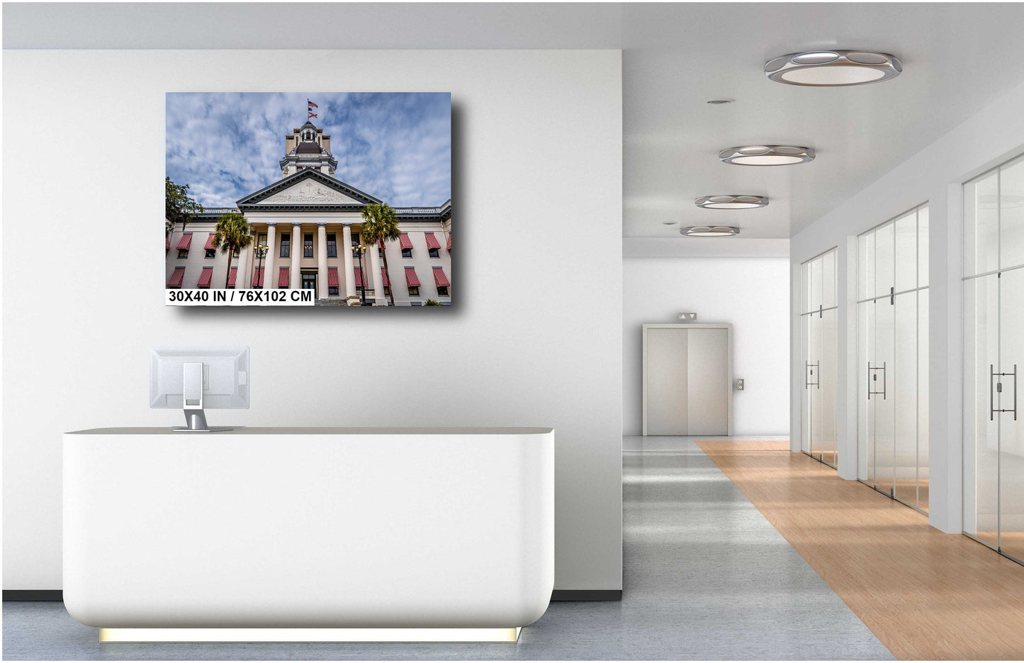 Tallahassee's Beacon: Florida State Capitol in Tallahassee, Florida Wall Art Metal Canvas Print Historic Architecture Home Decor