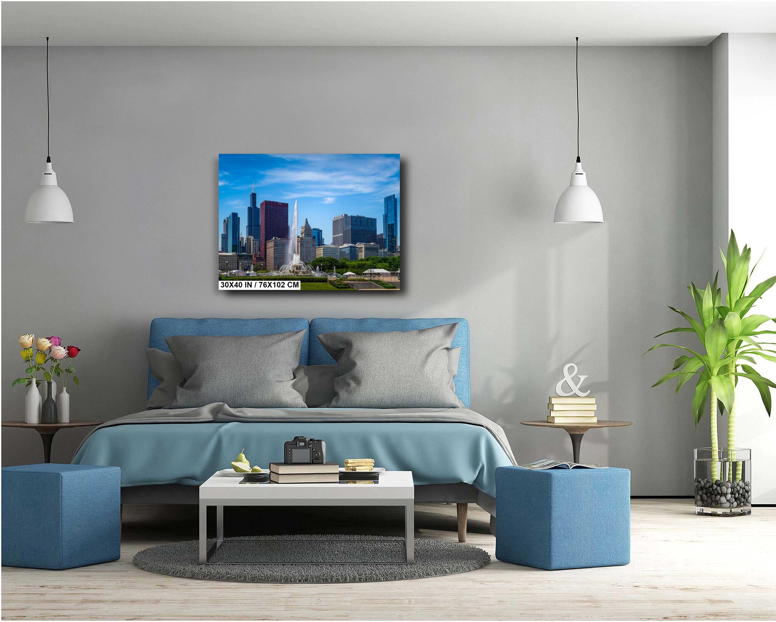 Chicago Buckingham Fountain: Cityscape Skyline Photography Wall Art