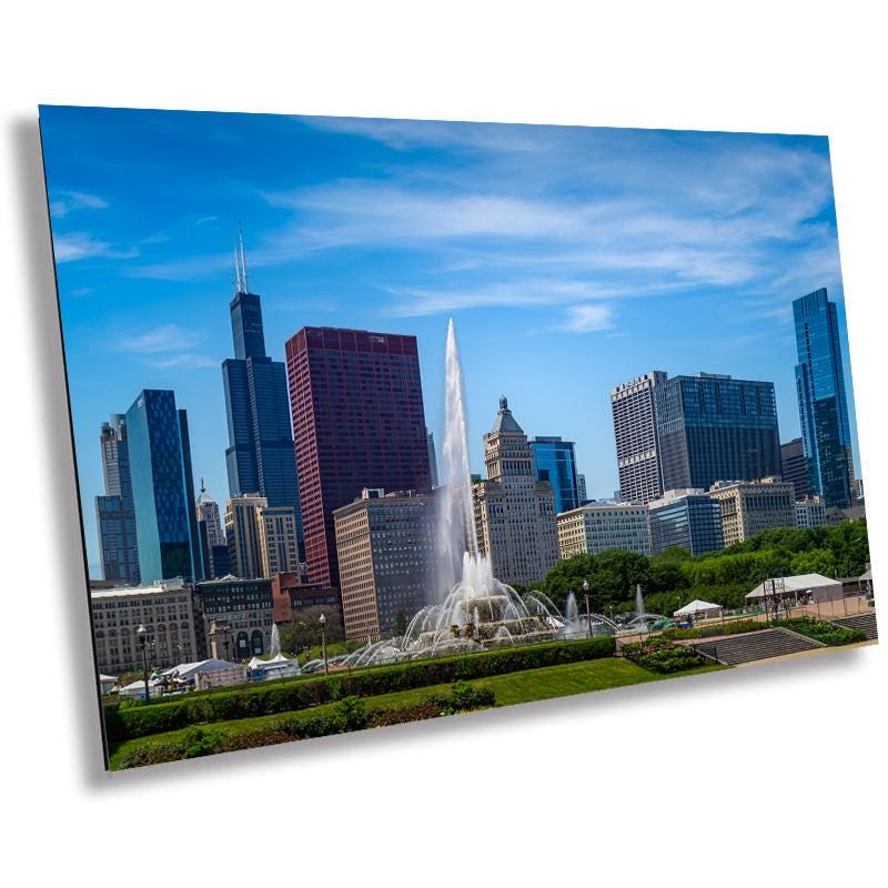 Chicago Buckingham Fountain: Cityscape Skyline Photography Wall Art