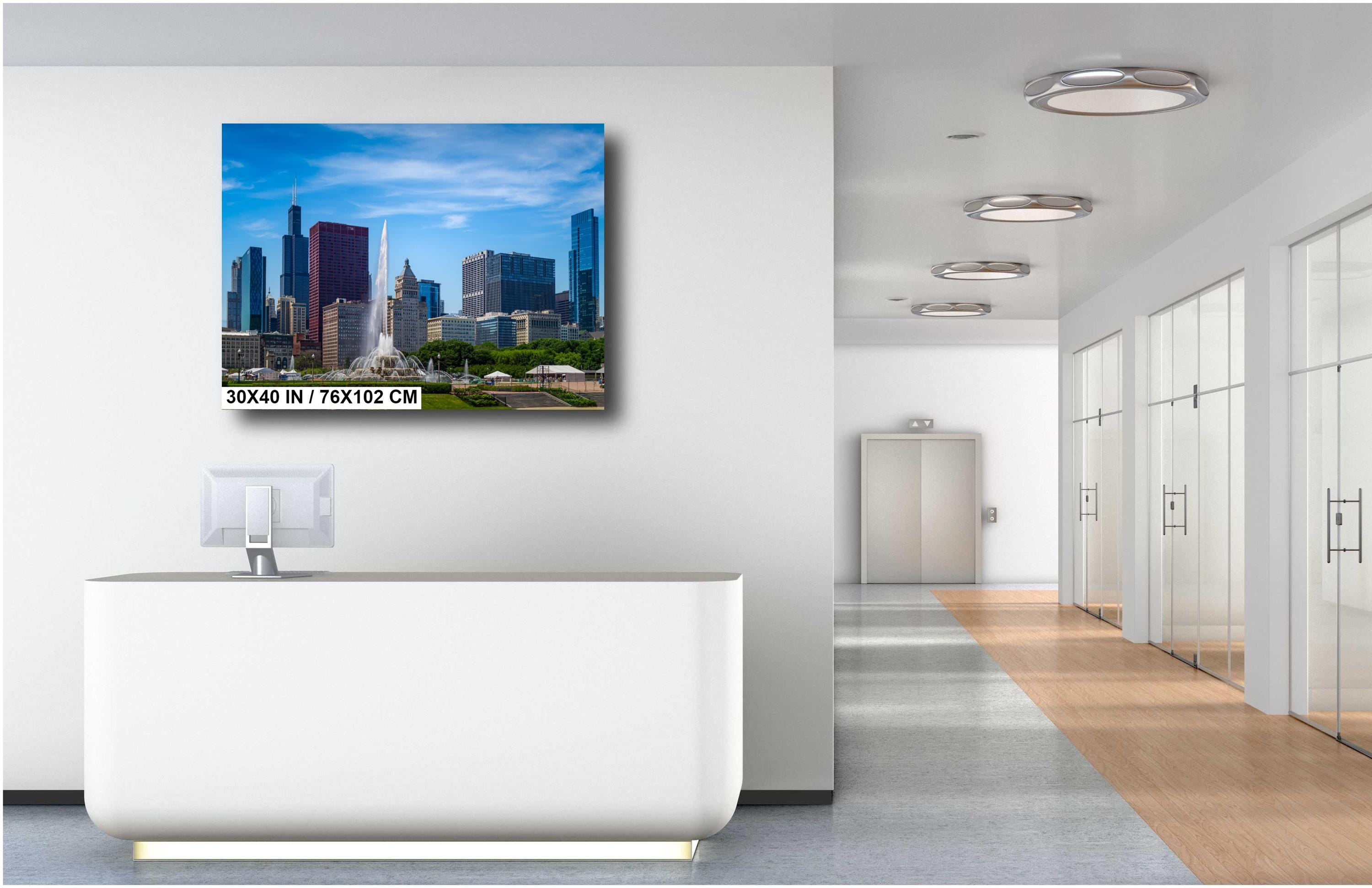 Chicago Buckingham Fountain: Cityscape Skyline Photography Wall Art