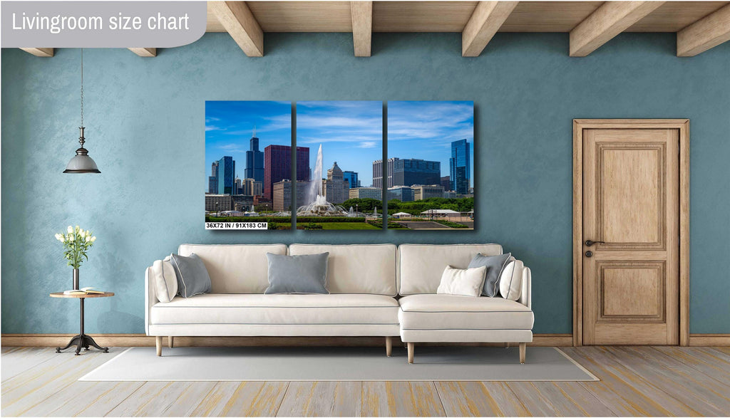 Chicago Buckingham Fountain: Cityscape Skyline Photography Wall Art