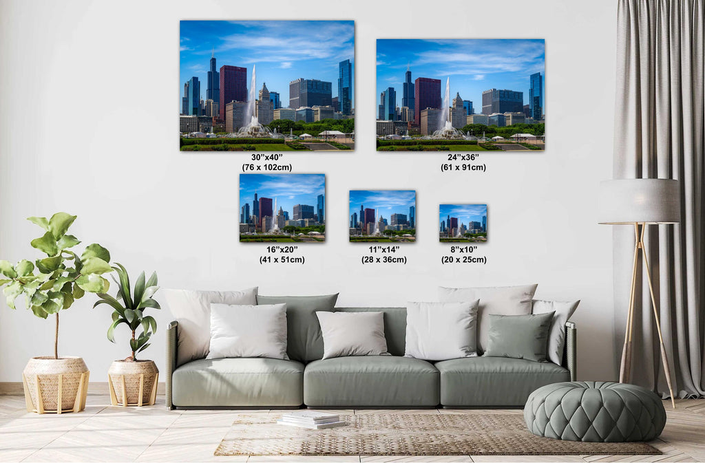 Chicago Buckingham Fountain: Cityscape Skyline Photography Wall Art