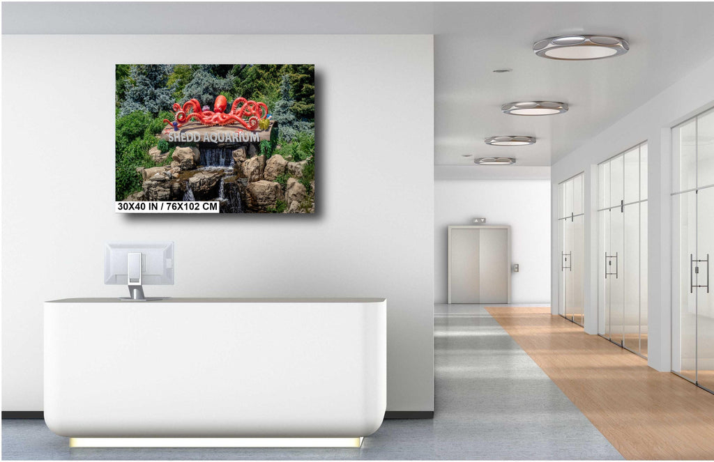 Shedd Aquarium Sign: Chicago Landmark, Octopus Fountain Photography Wall Art