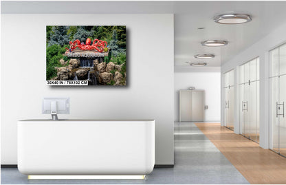 Chicago's Aquatic Gem: Shedd Aquarium Sign in Fountain Print Wall Art Chicago’s Indoor Aquarium Metal/Aluminum/Acrylic/Canvas