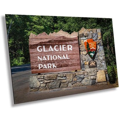 Glacier National Park Sign Photo Print: Montana Landscape Wall Art