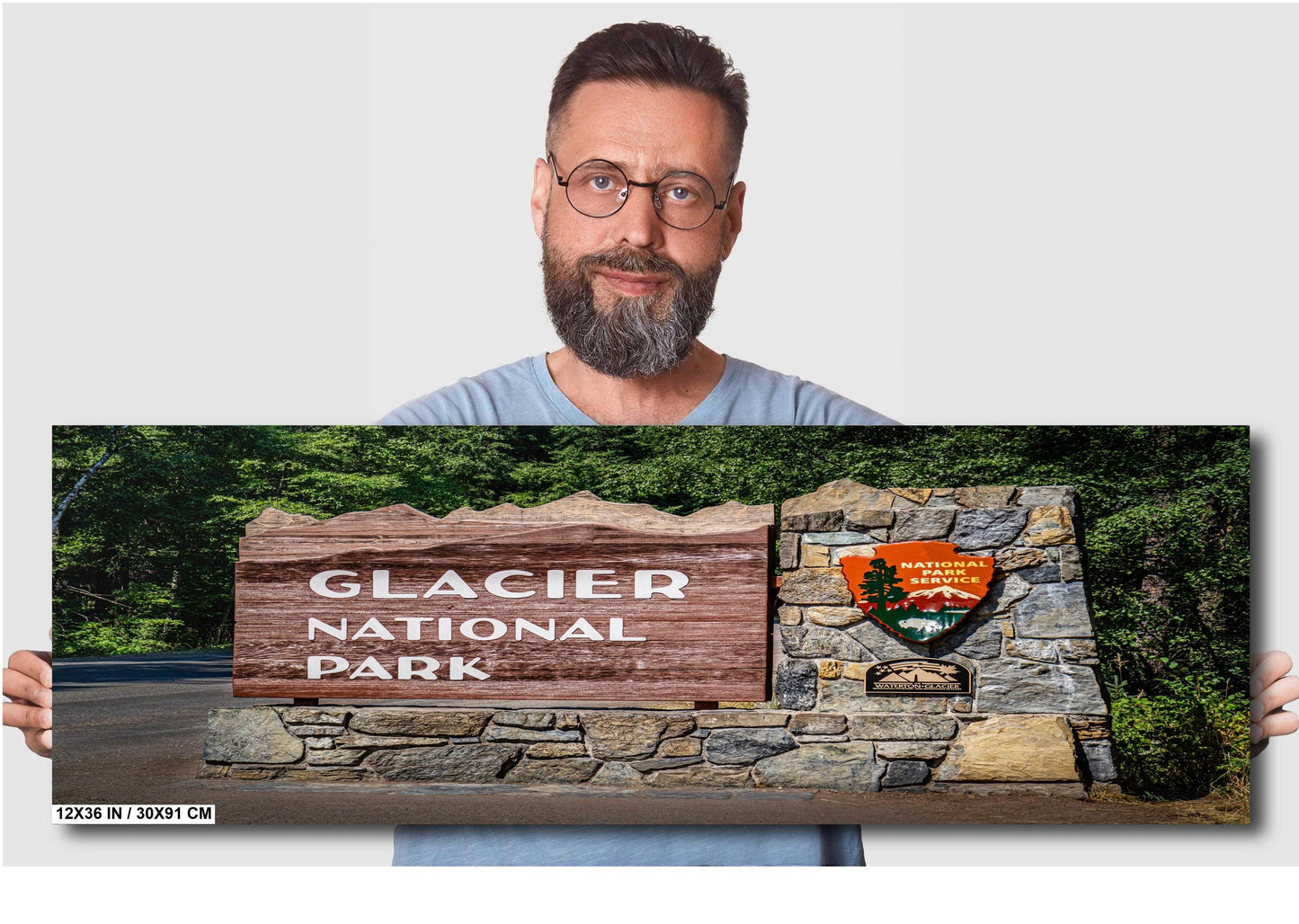 Glacier National Park Sign Photo Print: Montana Landscape Wall Art