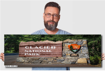 Glacier National Park Sign Photo Print: Montana Landscape Wall Art