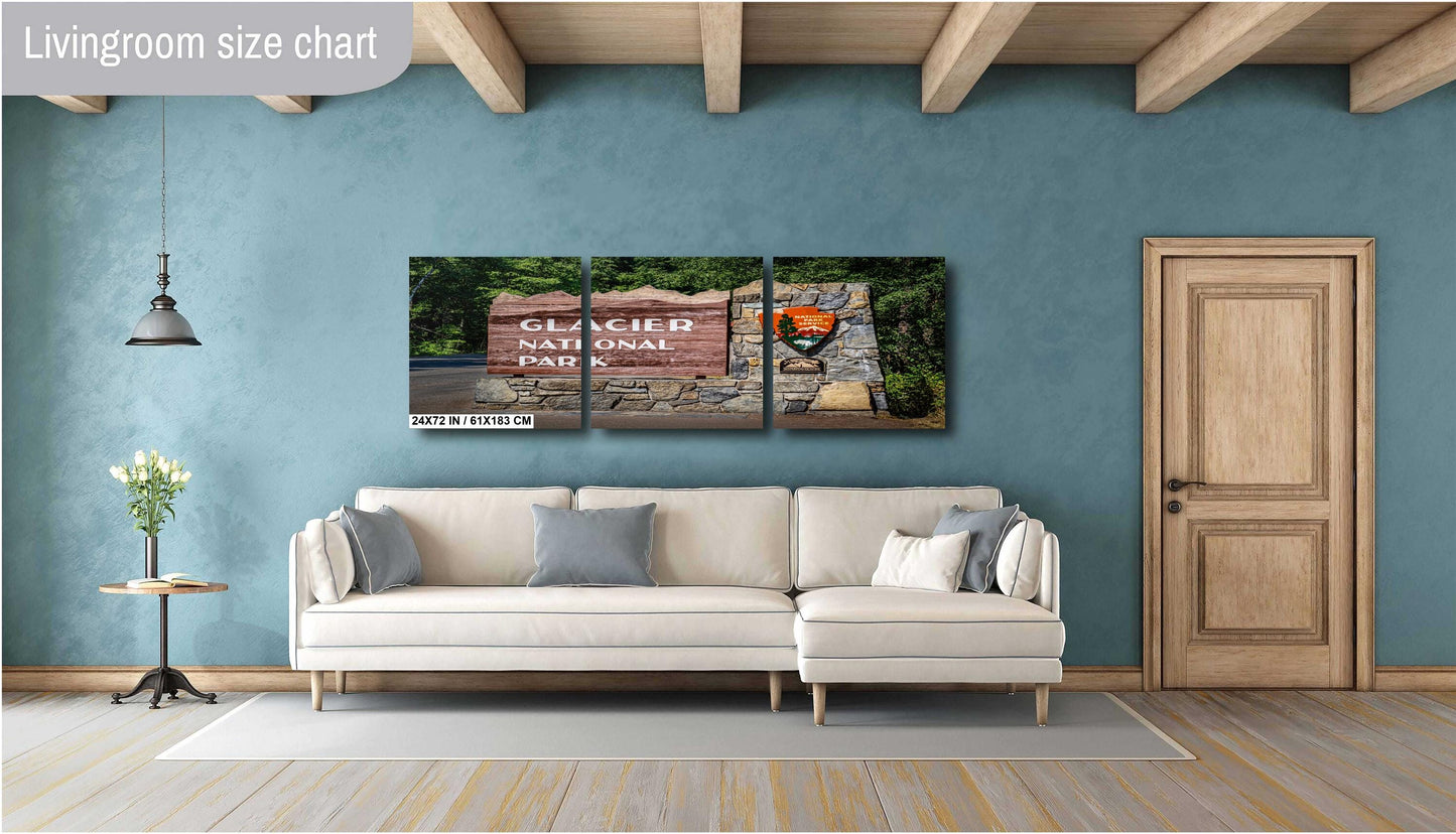 Glacier National Park Sign Photo Print: Montana Landscape Wall Art
