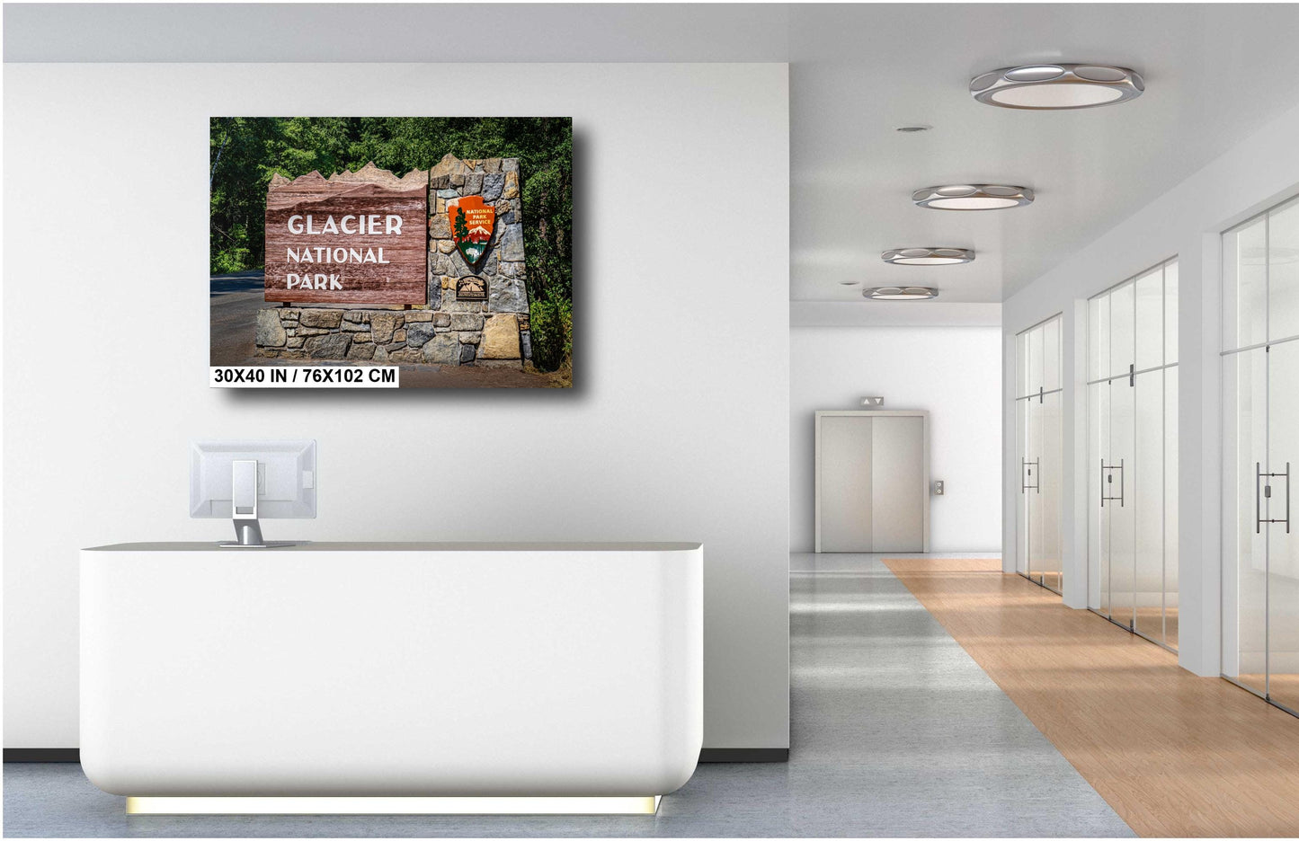Glacier National Park Sign Photo Print: Montana Landscape Wall Art