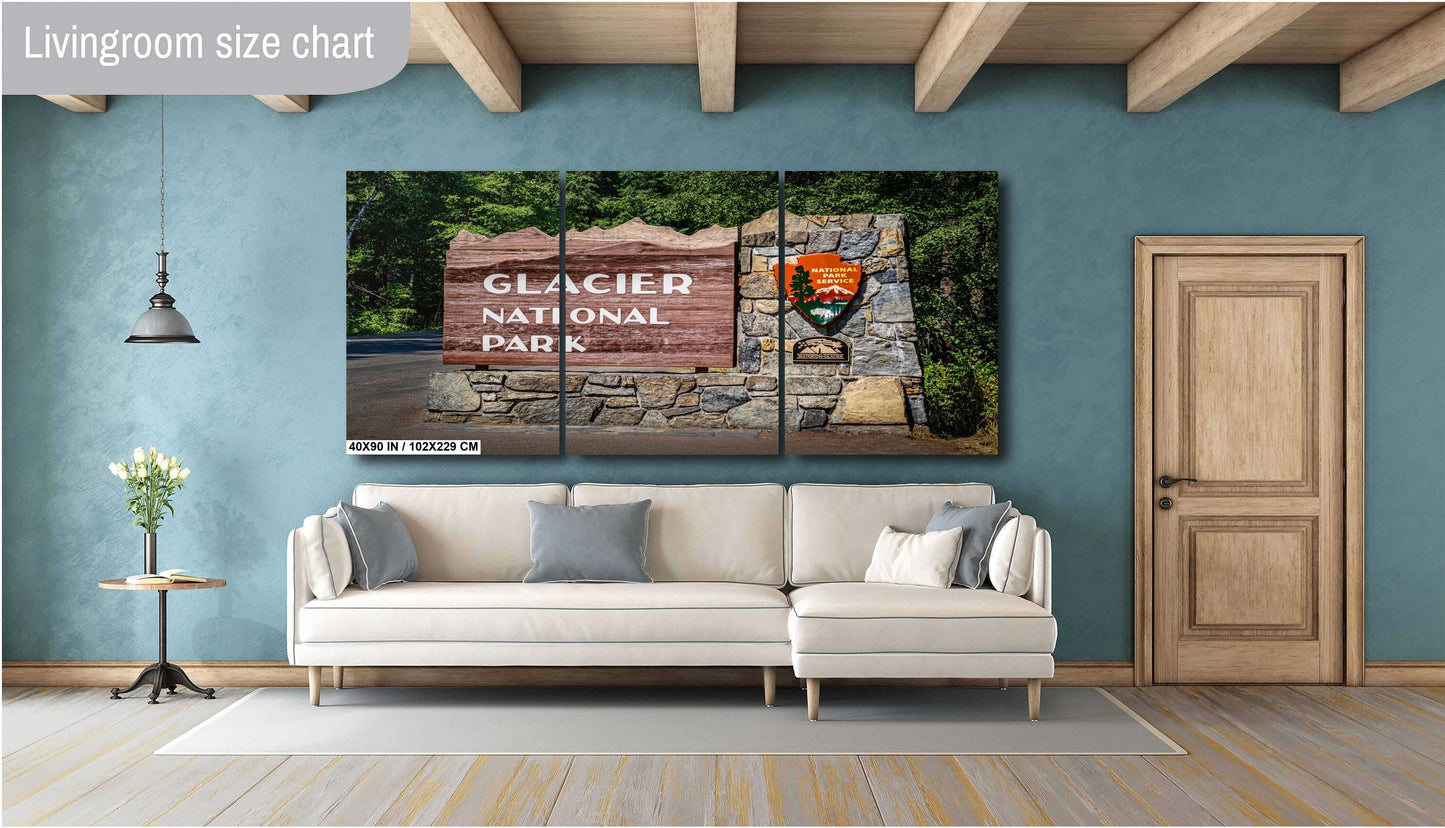 Glacier National Park Sign Photo Print: Montana Landscape Wall Art